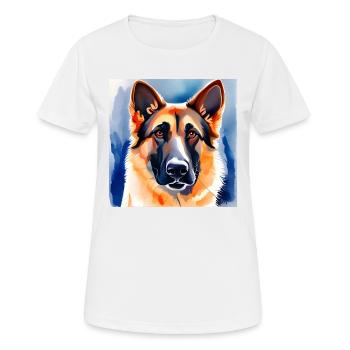 German Shepherd watercolour Portrait - Women's Breathable T-Shirt - white - Front - AI Model Female 172 dark (172cm)