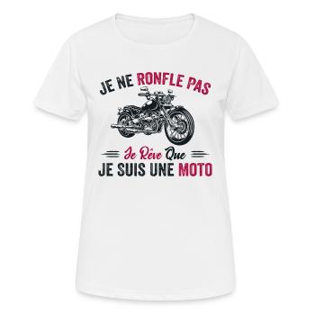 Ich schnarche nicht, ich träume, ich bin ein Motorrad - Frauen T-Shirt atmungsaktiv - Weiß - Vorne - AI Model Female 172 dark (172cm)