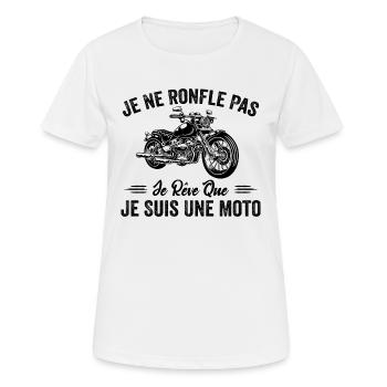 Ich schnarche nicht, ich träume, ich bin ein Motorrad - Frauen T-Shirt atmungsaktiv - Weiß - Vorne - AI Model Female 172 dark (172cm)