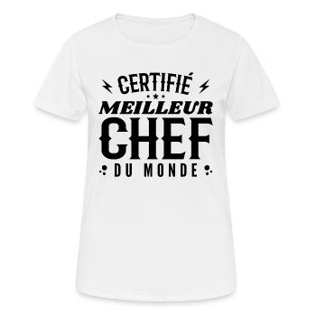 Certifié Meilleur Chef du Monde | Cadeau Chef - T-shirt respirant Femme - blanc - Devant - AI Model Female 172 dark (172cm)