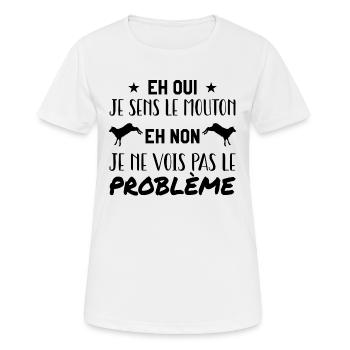 Ich rieche die Schafe - nein, ich sehe das Problem nicht - Frauen T-Shirt atmungsaktiv - Weiß - Vorne - AI Model Female 172 dark (172cm)