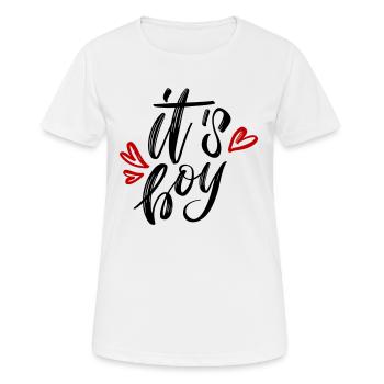 its a Boy ist ein Junge Schwangerschaft Pregnant - Frauen T-Shirt atmungsaktiv - Weiß - Vorne - AI Model Female 172 dark (172cm)