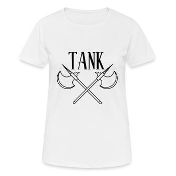 "Tank" - Frauen T-Shirt atmungsaktiv - Weiß - Vorne - AI Model Female 172 dark (172cm)