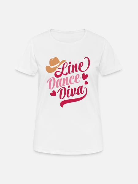 Linedance Diva Country Fan - Sticker - Frauen T-Shirt atmungsaktiv - Weiß