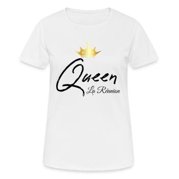 Queen La Réunion Cadeau Femme Réunionnaise - T-shirt respirant Femme - blanc - Devant - AI Model Female 172 dark (172cm)