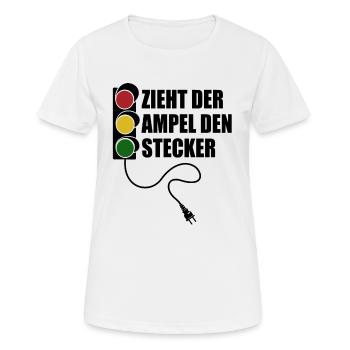 Zieht der Ampel den Stecker - Spruch - Frauen T-Shirt atmungsaktiv - Weiß - Vorne - AI Model Female 172 dark (172cm)