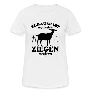 Zuhause ist wo meine Ziegen meckern - Spruch - Frauen T-Shirt atmungsaktiv - Weiß - Vorne - AI Model Female 172 dark (172cm)