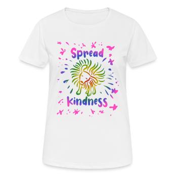 Spread Kindness - Hund schüttelt sich - Frauen T-Shirt atmungsaktiv - Weiß - Vorne - AI Model Female 172 dark (172cm)