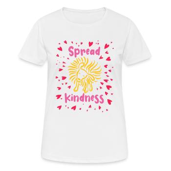 Spread Kindness - Hund schüttelt sich - Herzen - Frauen T-Shirt atmungsaktiv - Weiß - Vorne - AI Model Female 172 dark (172cm)