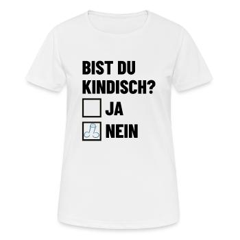 Bist du kindisch? Ankreuzen - Pimmel - Frauen T-Shirt atmungsaktiv - Weiß - Vorne - AI Model Female 172 dark (172cm)