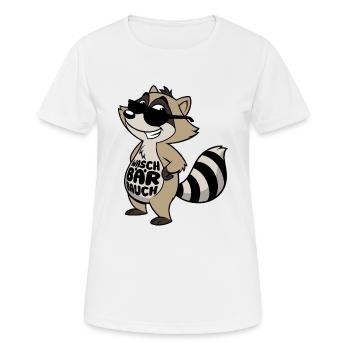 Waschbär Bauch - Waschbrett Bauch Sport Geschenk - Frauen T-Shirt atmungsaktiv - Weiß - Vorne - AI Model Female 172 dark (172cm)