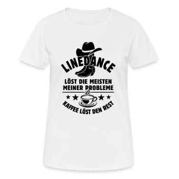 Linedance löst meine Probleme - Kaffee Spruch - Frauen T-Shirt atmungsaktiv - Weiß - Vorne - AI Model Female 172 dark (172cm)