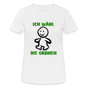Ich wähl die Grünen - Wähler - Stimme - Frauen T-Shirt atmungsaktiv - Weiß - Vorne - AI Model Female 172 dark (172cm)