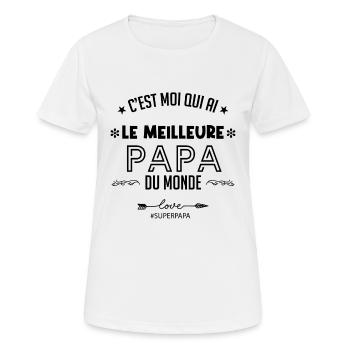 C'est moi qui ai le meilleur papa - T-shirt respirant Femme - blanc - Devant - AI Model Female 172 dark (172cm)