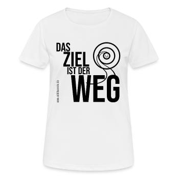 Das Ziel ist der Weg - schwarzer Schriftzug - Frauen T-Shirt atmungsaktiv - Weiß - Vorne - AI Model Female 172 dark (172cm)