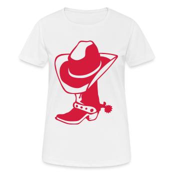 Cowboystiefel Hut Logo 4 - Frauen T-Shirt atmungsaktiv - Weiß - Vorne - AI Model Female 172 dark (172cm)