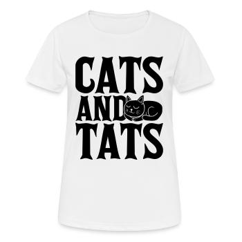 cats and tats Zitat - Frauen T-Shirt atmungsaktiv - Weiß - Vorne - AI Model Female 172 dark (172cm)
