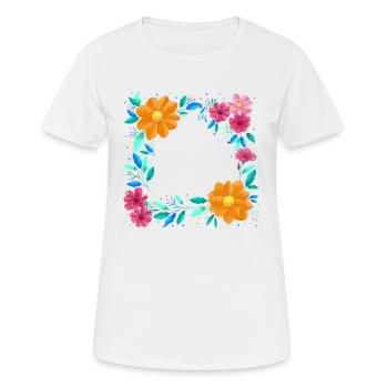 Couronne de fleurs aux couleurs vives - T-shirt respirant Femme - blanc - Devant - AI Model Female 172 dark (172cm)