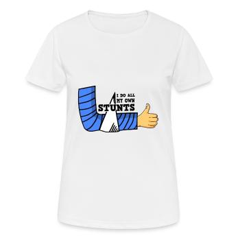 Gipsarm Knochenbruch Stuntman Gips - Frauen T-Shirt atmungsaktiv - Weiß - Vorne - AI Model Female 172 dark (172cm)
