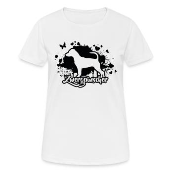 ZWERGPINSCHER Hunde Hund Rassehund Wilsigns - Frauen T-Shirt atmungsaktiv - Weiß - Vorne - AI Model Female 172 dark (172cm)