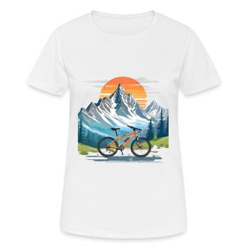 VTT face aux montagnes - T-shirt respirant Femme - blanc - Devant - AI Model Female 172 dark (172cm)