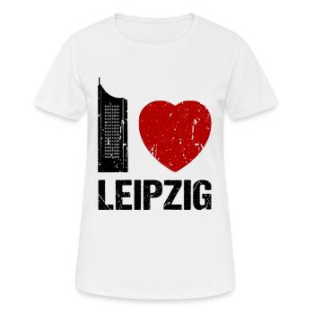 J’adore Leipzig Skyline Hochhaus Stadt Leipzig - T-shirt respirant Femme - blanc - Devant - AI Model Female 172 dark (172cm)