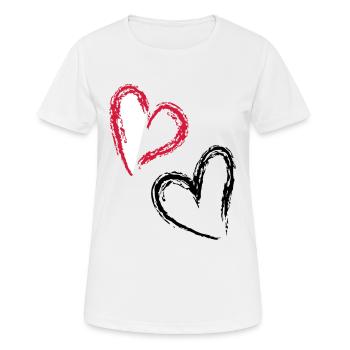 double coeur - T-shirt respirant Femme - blanc - Devant - AI Model Female 172 dark (172cm)