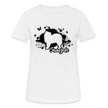 SAMOJEDE Hunde Hund Rassehund Wilsigns - Frauen T-Shirt atmungsaktiv - Weiß - Vorne - AI Model Female 172 dark (172cm)