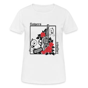 revolver with flowers - T-shirt respirant Femme - blanc - Devant - AI Model Female 172 dark (172cm)
