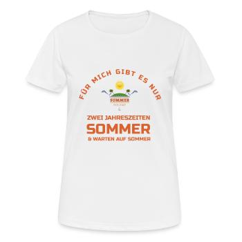 SOMMER warten auf... - Frauen T-Shirt atmungsaktiv - Weiß - Vorne - AI Model Female 172 dark (172cm)