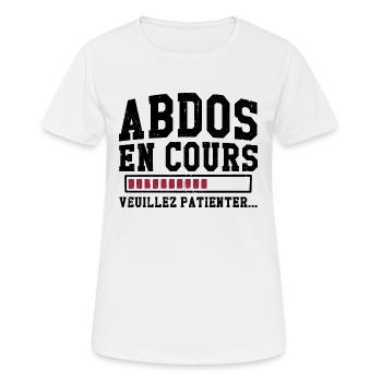 Abdos en cours veuillez patienter - T-shirt respirant Femme - blanc - Devant - AI Model Female 172 dark (172cm)