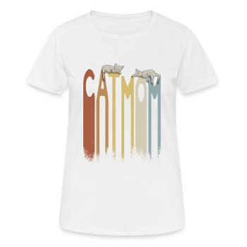 Retro Cat Mom Cat Mom avec des chats endormis - T-shirt respirant Femme - blanc - Devant - AI Model Female 172 dark (172cm)