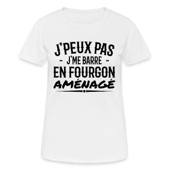 J'peux Pas J'me Barre En Fourgon Aménagé - T-shirt respirant Femme - blanc - Devant - AI Model Female 172 dark (172cm)