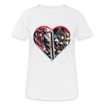 Serrures d’amour de cœur - T-shirt respirant Femme - blanc - Devant - AI Model Female 172 dark (172cm)