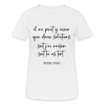 Deux Solutions Pour Ma Femme Ou Copine - T-shirt respirant Femme - blanc - Devant - AI Model Female 172 dark (172cm)