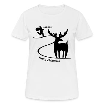 Renne attendant le Père Noël - T-shirt respirant Femme - blanc - Devant - AI Model Female 172 dark (172cm)