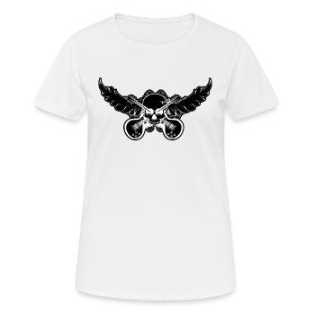 Tête de mort avec ailes d’ange et guitare électrique - Black - T-shirt respirant Femme - blanc - Devant - AI Model Female 172 dark (172cm)