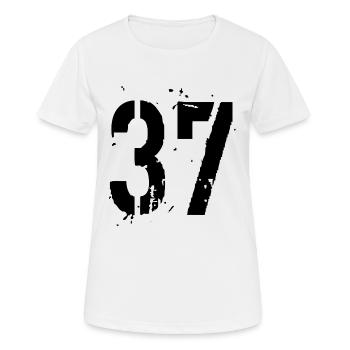 37 Nummer 37 - Frauen T-Shirt atmungsaktiv - Weiß - Vorne - AI Model Female 172 dark (172cm)