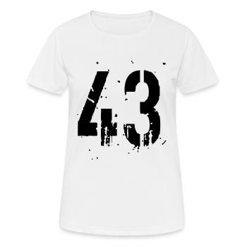 43 Nummer 43 - Frauen T-Shirt atmungsaktiv - Weiß - Vorne - AI Model Female 172 dark (172cm)