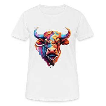 Stier / Bulle / Tier / Hörner / Stierkampf - Frauen T-Shirt atmungsaktiv - Weiß - Vorne - AI Model Female 172 dark (172cm)