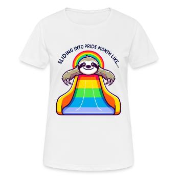LGBTQ Pride Sloth Rainbow Slide - Women's Breathable T-Shirt - white - Front - AI Model Female 172 dark (172cm)