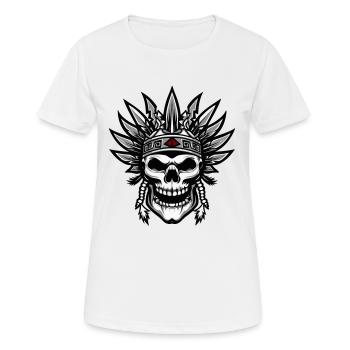 Chef Apache Skull Indien - T-shirt respirant Femme - blanc - Devant - AI Model Female 172 dark (172cm)
