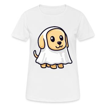 Golden Retriever Dog HalloweenGhost - Women's Breathable T-Shirt - white - Front - AI Model Female 172 dark (172cm)