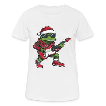 Frog Christmas Rocker Guitar - Women's Breathable T-Shirt - white - Front - AI Model Female 172 dark (172cm)