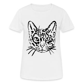 Katze, Mieze, Miezekatze, Geschenk, Geschenkidee - Frauen T-Shirt atmungsaktiv - Weiß - Vorne - AI Model Female 172 dark (172cm)