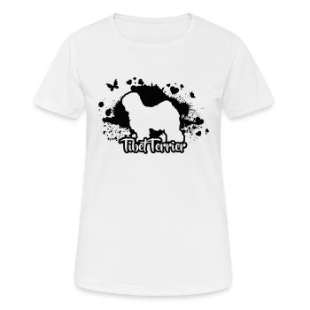 TIBET TERRIER Hund Hunde Rassehund Wilsigns - Frauen T-Shirt atmungsaktiv - Weiß - Vorne - AI Model Female 172 dark (172cm)