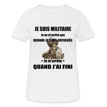 Je suis militaire - T-shirt respirant Femme - blanc - Devant - AI Model Female 172 dark (172cm)