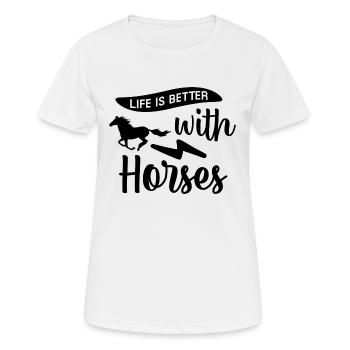 Life is better with Horses - Women's Breathable T-Shirt - white - Front - AI Model Female 172 dark (172cm)