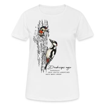 Great spotted woodpecker - Women's Breathable T-Shirt - white - Front - AI Model Female 172 dark (172cm)