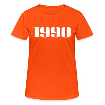 1990 - Gift born in 1990 - Women's Breathable T-Shirt - neon orange - Front - AI Model Female 172 dark (172cm)